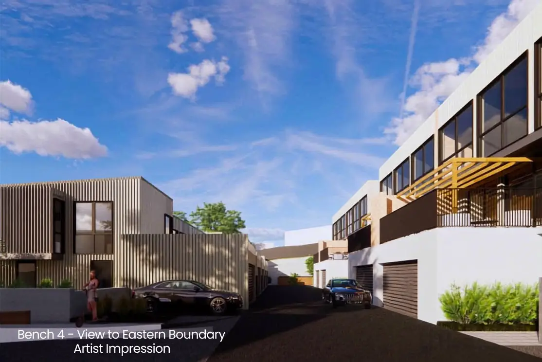 Artist impression of the Malua Bay townhomes viewed along the eastern boundary