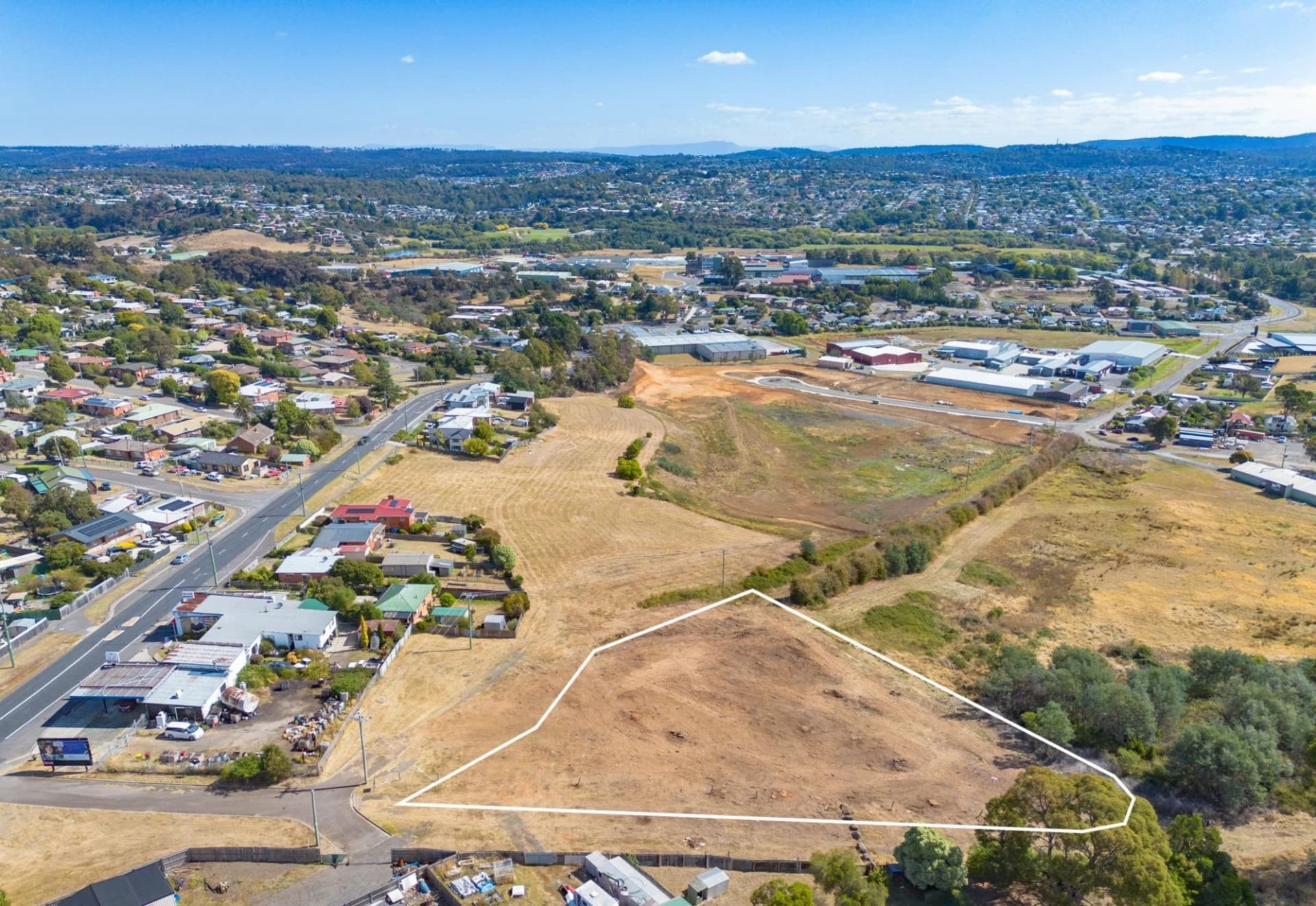 Aerial photograph of the Waverley site with the development boundary marked