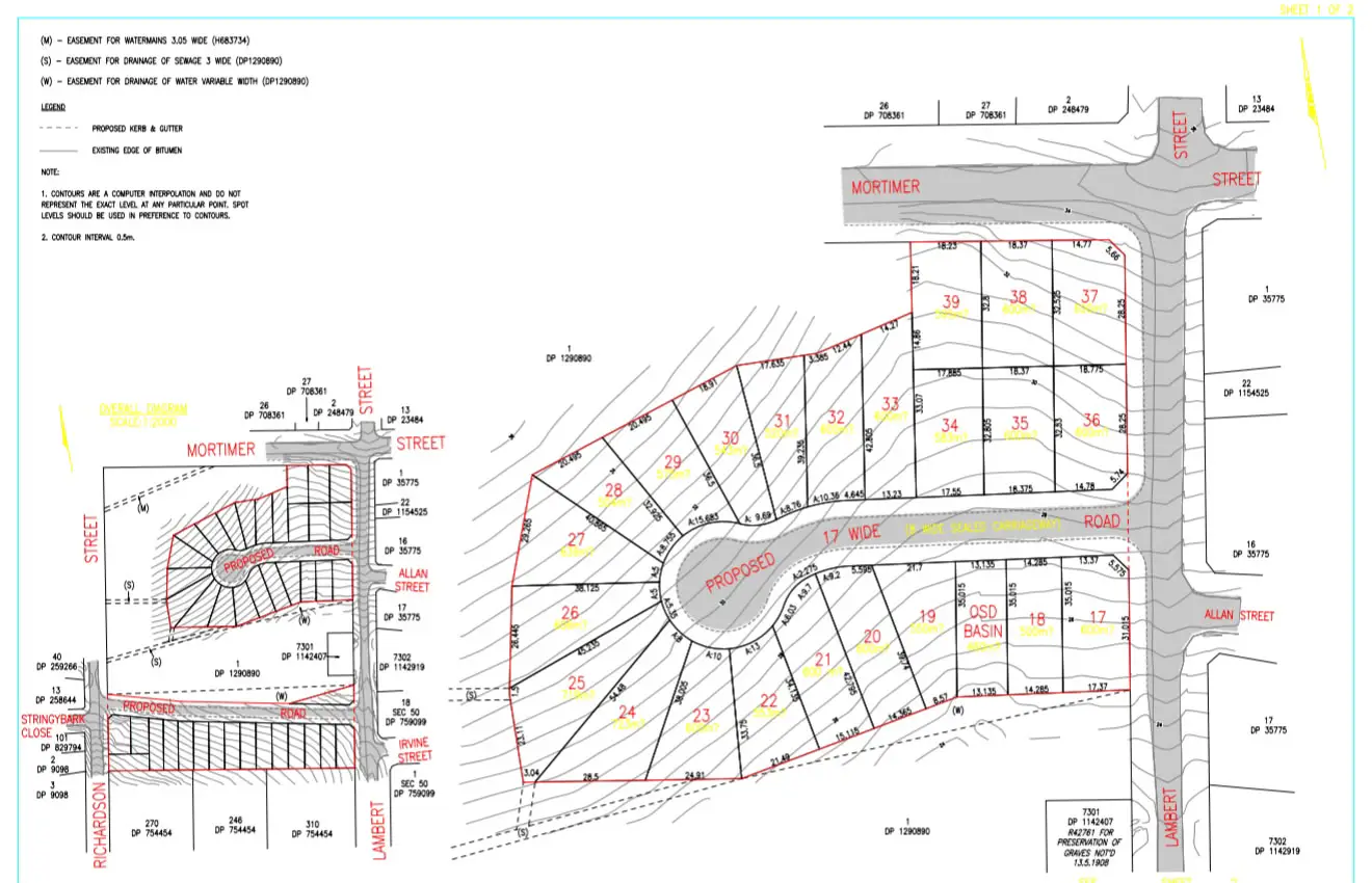 Engineering subdivision plan for the Wingham development