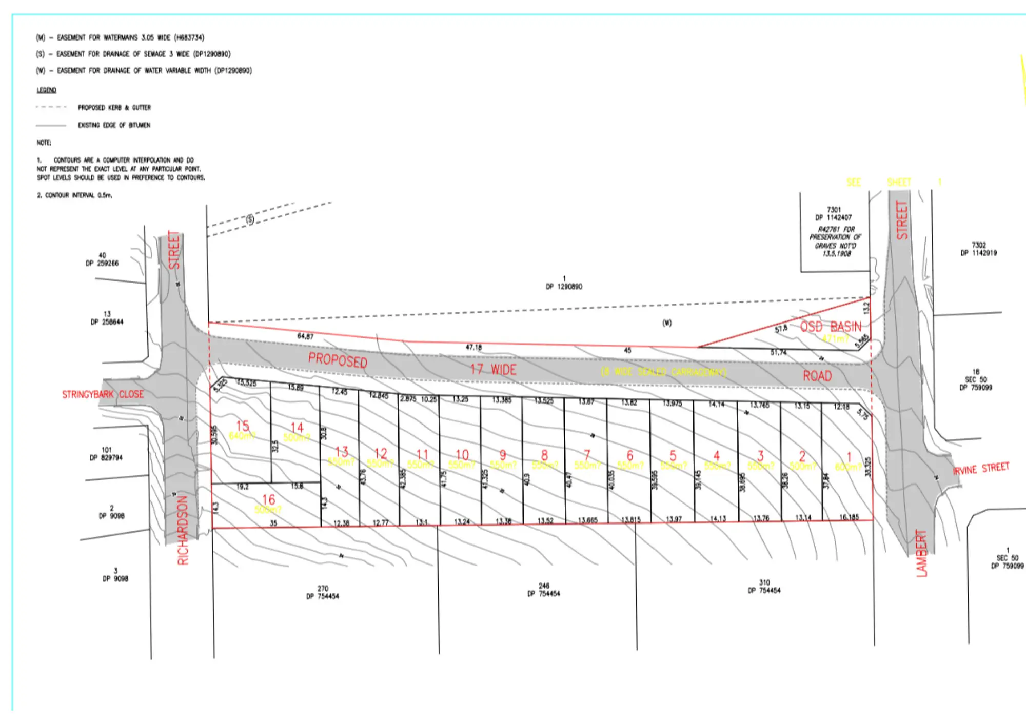 Detailed subdivision plan for the Wingham development showing lot dimensions