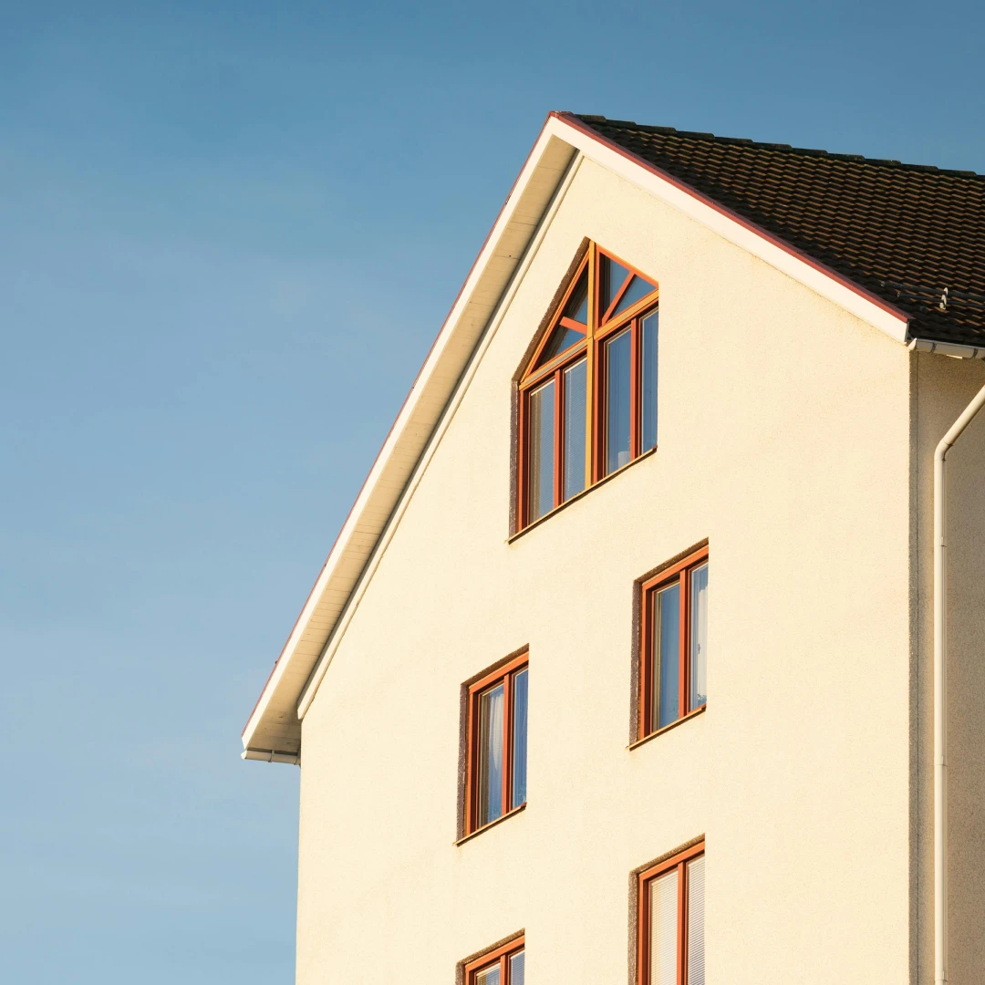 An external shot of a house bathed in sunlight